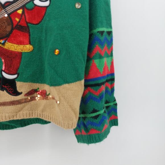 Holiday Time Sz 20 Green Ugly Christmas Sweater Red Pepper - Picture 7 of 16